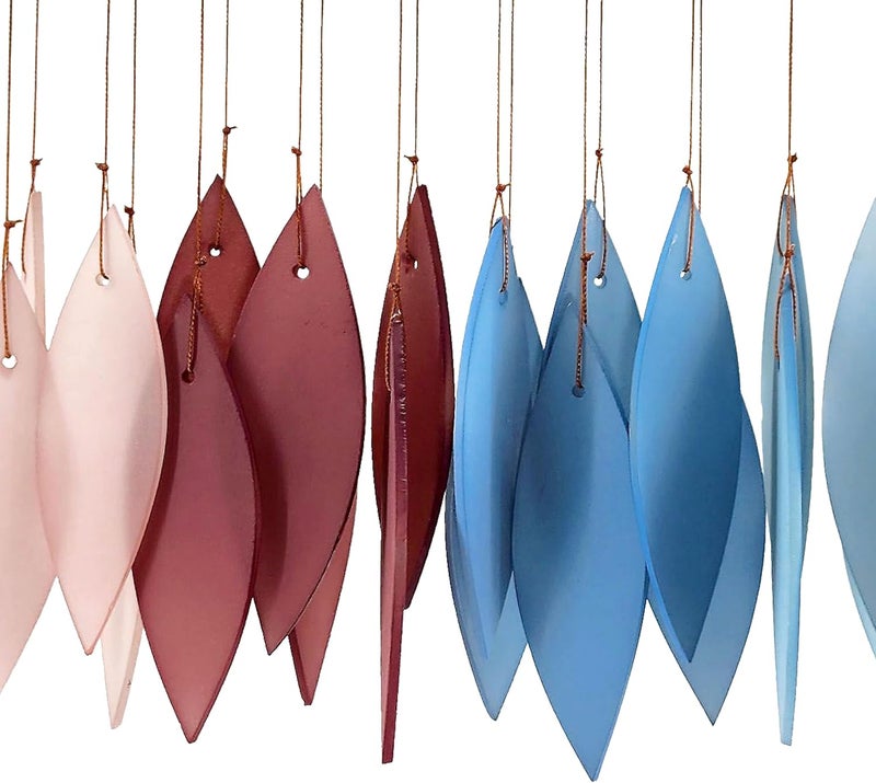 Gift Essentials Blue Handworks New England Harbor Glass Chime, Sandblasted Glass and Found Wood Handcrafted Wind Chime - Image 2